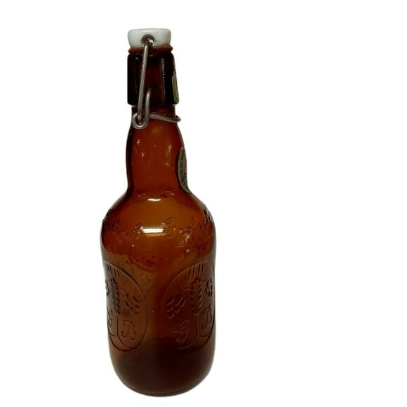 Vintage Grolsch Brown Glass Beer Bottle Porcelain Swing Top Rustic Bar Decor - Picture 11 of 11